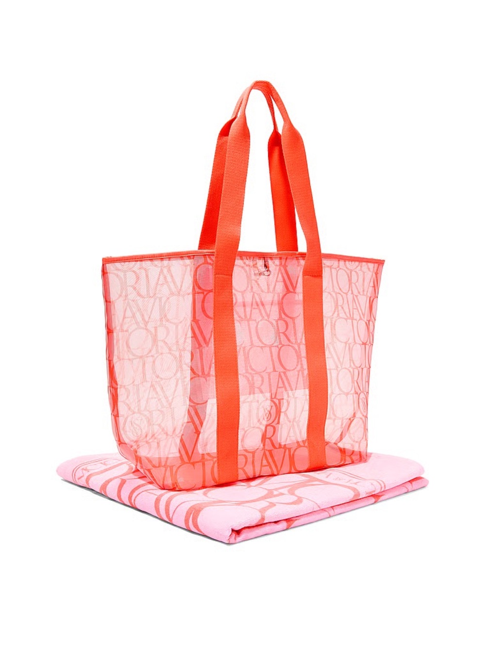 Victoria’s Secret Beach Mesh Tote Bag Towel Pink NWT Travel Vacation Cruise Pool